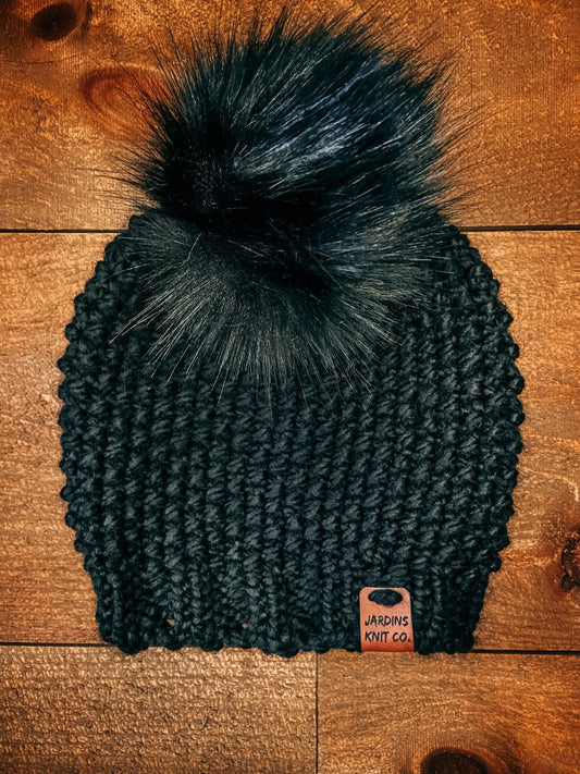 Fall/Winter Collection Black Toque with pompom