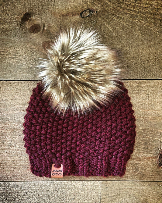 Fall/Winter Collection Burgundy Toque with pompom