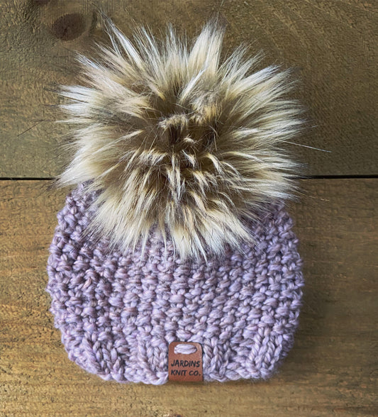Fall/Winter Collection Lavender-Brown Toque with PomPom