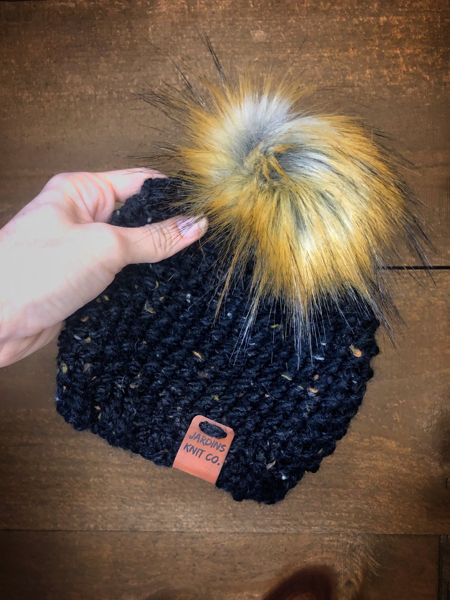 Fall/Winter Collection Black Speckled Toque with Pompom
