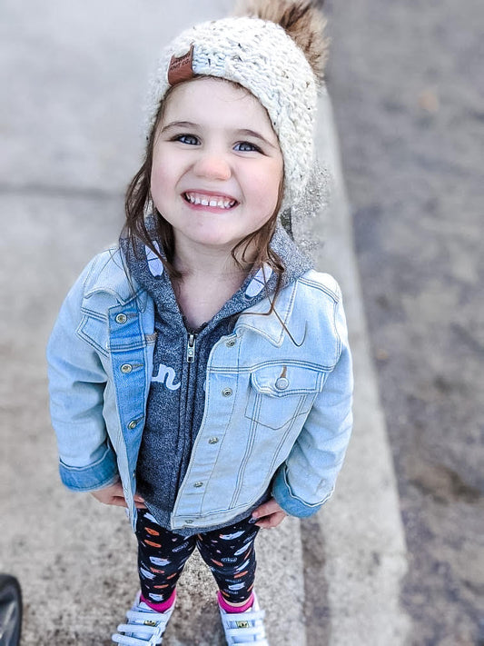 Fall/Winter Collection Beige speckled Toque with Pompom