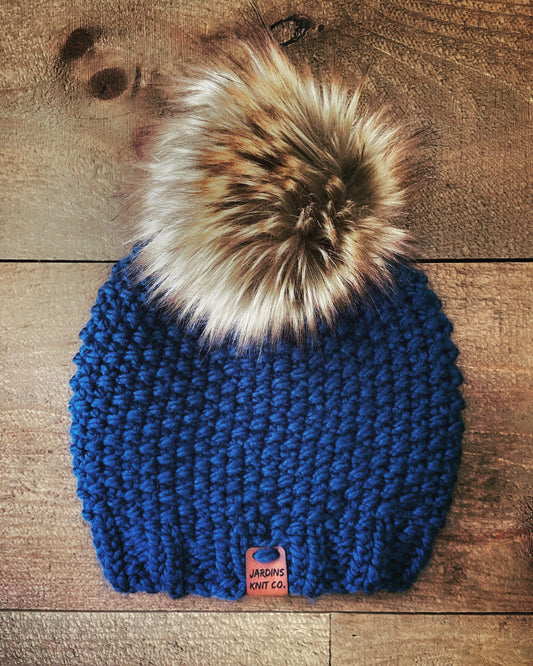 Fall/Winter Collection Cobalt Blue Toque with Pompom